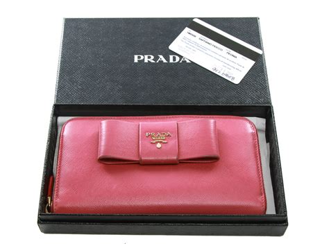 prada ribbon logo pink leather zip around|pink prada wallet.